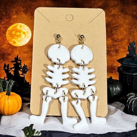 Skeleton Polymer Clay Dangle Earrings - Picture 2 of 2